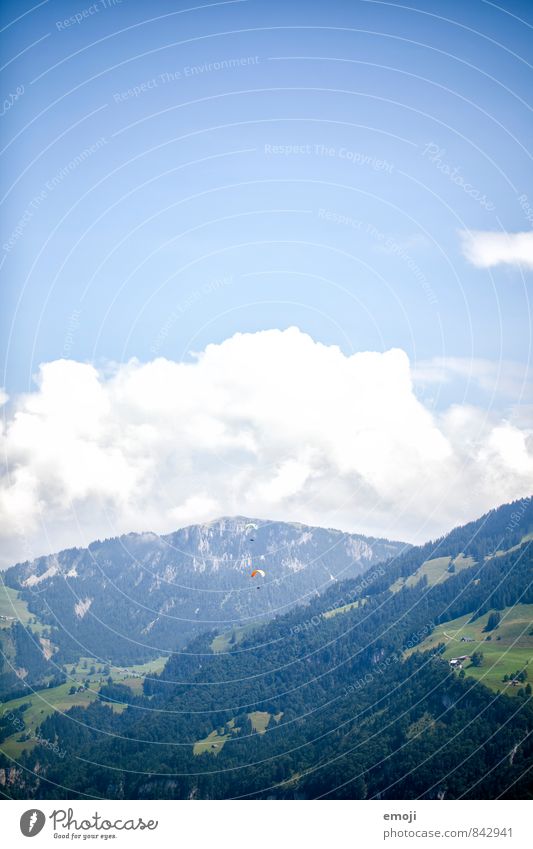 da hinten Umwelt Natur Himmel Schönes Wetter Alpen Berge u. Gebirge natürlich blau Gleitschirm Gleitschirmfliegen Freiheit Luft Farbfoto Außenaufnahme