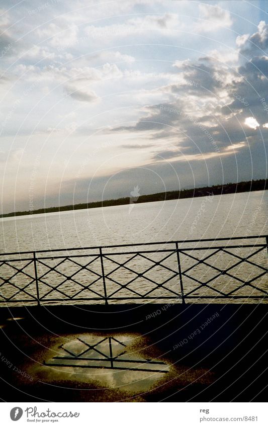 Sonnenaufgang See Wolken Reflexion & Spiegelung Stimmung Wasser Geländer Himmel