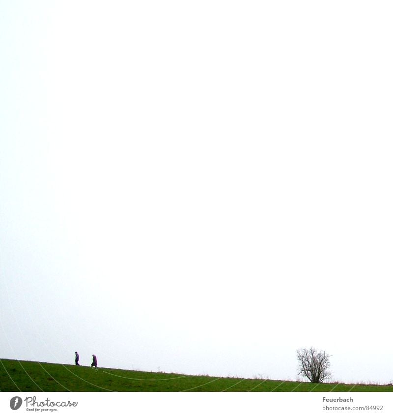 leichter Anstieg nach dem Warten auf Godot Farbfoto Außenaufnahme Textfreiraum oben Abend Silhouette Profil Winter Berge u. Gebirge wandern Mensch Paar 2