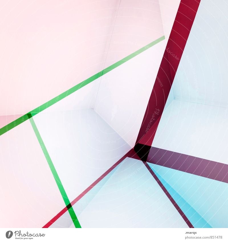 Fruchtjoghurt abstrakt Innenarchitektur hell Hintergrundbild einfach reduziert Geometrie Grafik u. Illustration Design weiß grün blau Linie minimalistisch rot