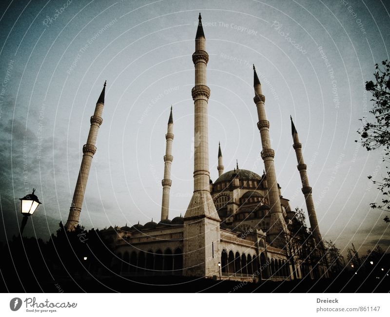 Moschee Architektur Adana Türkei Anatolien Asien Naher und Mittlerer Osten Stadt Hauptstadt Stadtzentrum Bauwerk Gebäude Minarett Kuppeldach Mauer Wand Fassade
