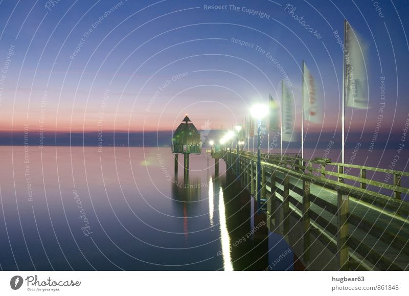 Seebrücke Zingst Natur Sand Wasser Wolkenloser Himmel Nachthimmel Horizont Sommer Ostsee Meer Zingster Seebrücke Deutschland Europa Kleinstadt Menschenleer