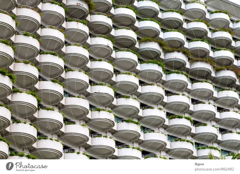 eine Fensterterrasse des Zentrums Bangkok Büro Pflanze Himmel Wolken Schönes Wetter Kleinstadt überbevölkert Haus Hochhaus Palast Gebäude Architektur Mauer Wand