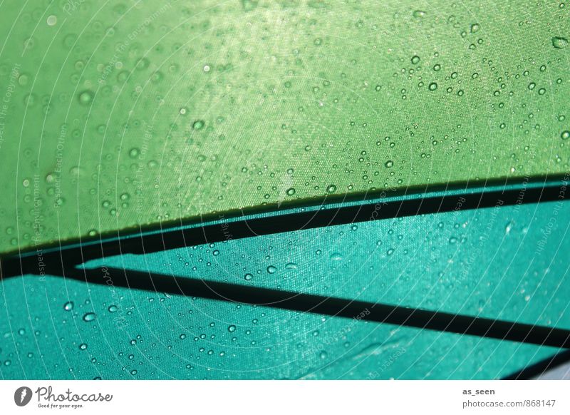 Aufgespannt Design harmonisch Wasser Wassertropfen Klima Schönes Wetter schlechtes Wetter Regen Regenschirm leuchten nass grün türkis Freude Fröhlichkeit