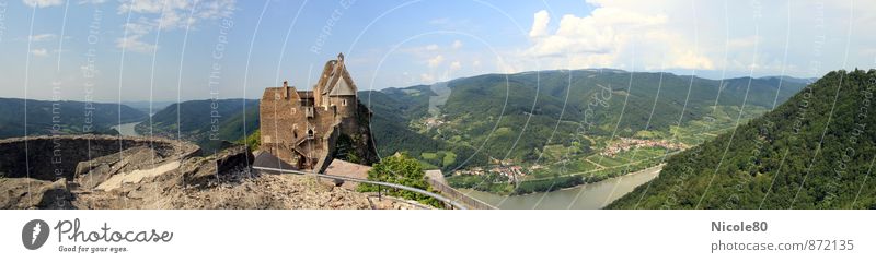 Burg+Donau+Aussicht Burg oder Schloss Ruine alt Fluss Ferien & Urlaub & Reisen Österreich Wachau Blauer Himmel Schönes Wetter historisch Talblick Farbfoto