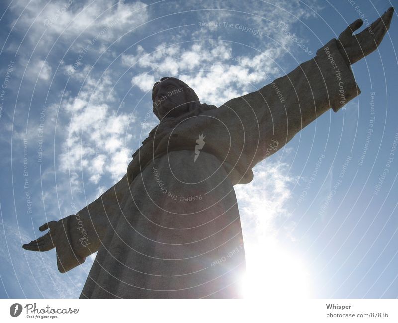 Christo Rei Jesus Christus Statue Denkmal Wolken Skulptur Wahrzeichen Gotteshäuser Frieden Himmel Arme Sonne segen messias