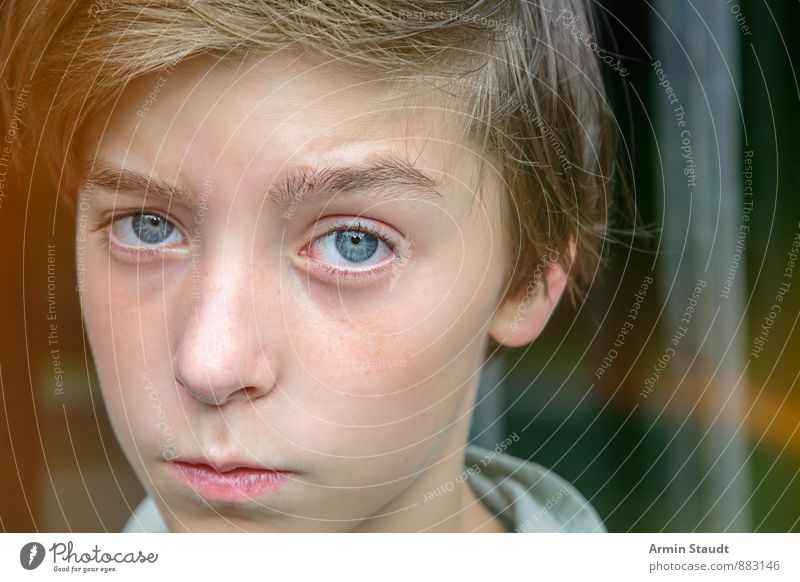 Porträt Lifestyle Mensch maskulin Jugendliche Gesicht 1 13-18 Jahre Kind brünett Coolness authentisch schön einzigartig Gefühle Traurigkeit Sorge Erwartung