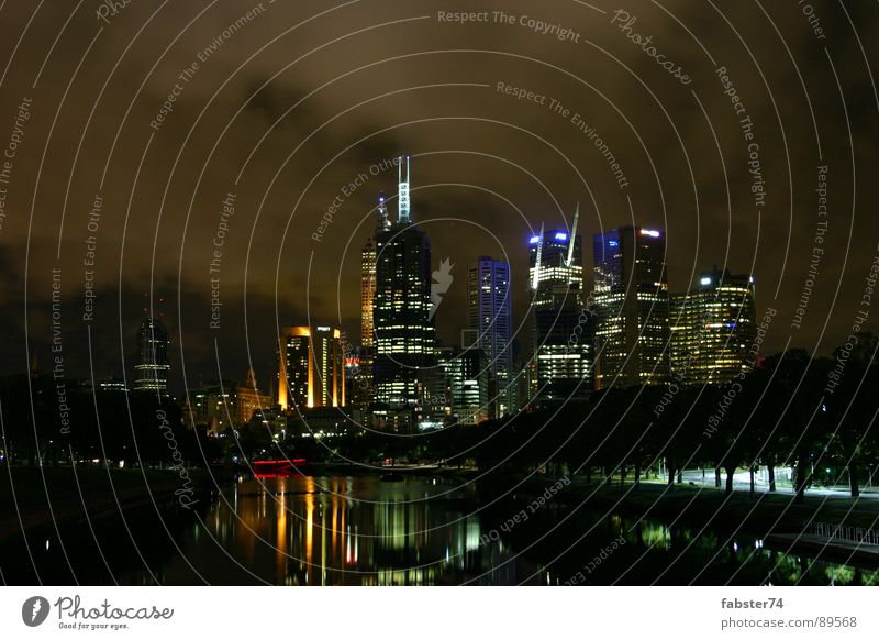 Melbourne at Night Nacht dunkel Stadt Hochhaus Nachtstimmung Australien Langzeitbelichtung Yarra River Skyline