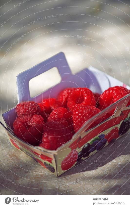 Obstkorb. Kunst ästhetisch Zufriedenheit Himbeeren Frucht Beeren rot Gesundheit Gesunde Ernährung Bioprodukte ökologisch viele Vitamin Farbfoto Gedeckte Farben
