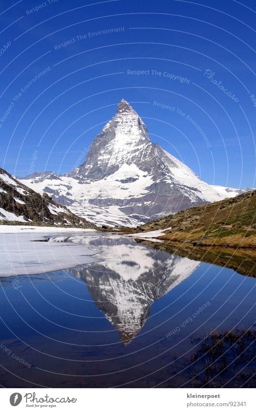 Matterhorn See Spiegel Berge u. Gebirge Landschaft Amerika Natur Blauer Himmel Schnee Eis