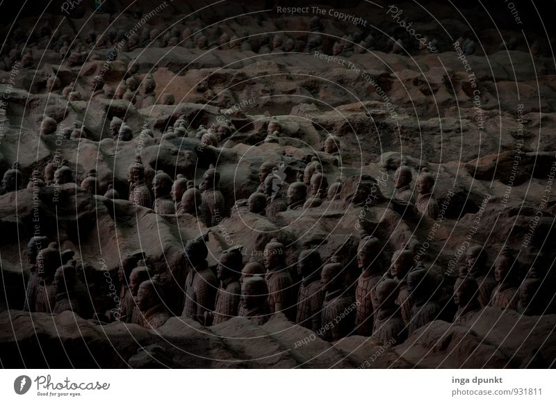 Nachtwache Mensch Kunst Museum Kunstwerk Skulptur Stein China Xi'an Terrakotta Bauwerk Sehenswürdigkeit Denkmal Grabmal stehen außergewöhnlich bedrohlich