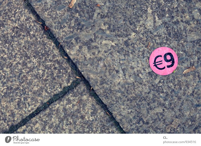 angebot kaufen Straße Wege & Pfade Etikett Stein Zeichen Schriftzeichen Ziffern & Zahlen Geld sparen Billig rosa geizig Handel Preisschild sparsam 9 Euro