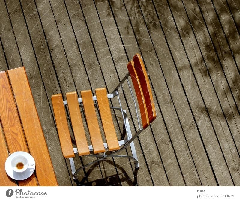 Schnellschuss Schatten Kaffee Garten Stuhl Tisch Gastronomie Balkon braun Pause keine zeit