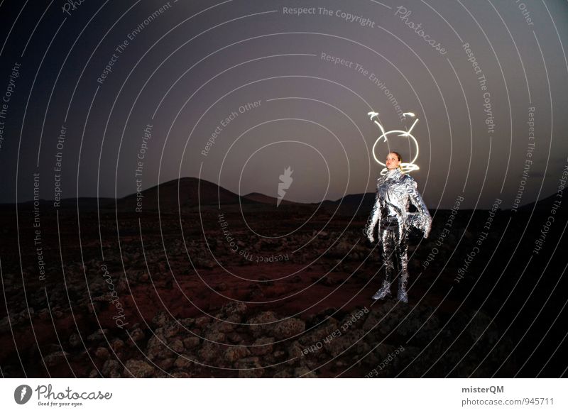 Lil' Gazoo Kunst Kunstwerk ästhetisch Außerirdischer Mond Mondlandschaft Mars Marslandschaft Marsianer Helm Kreativität Frau Evolution Raumanzug Karneval Kostüm