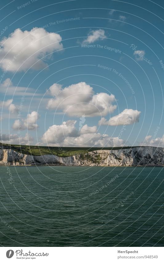 Channelcrossing Himmel Wolken Schönes Wetter Wellen Küste Meer Ärmelkanal Nordsee Insel Großbritannien England Dover White Cliffs maritim blau grün weiß Klippe