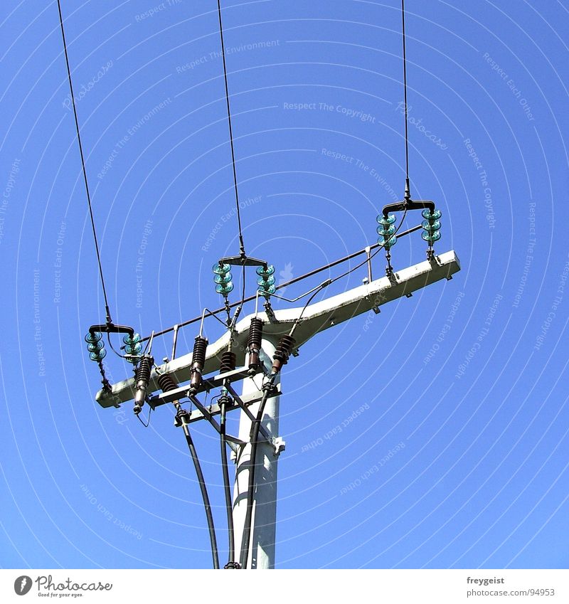 Electricity I Elektrizität Strommast elektronisch elektrisch Versorgung Dienstleistungsgewerbe Energiewirtschaft Himmel blau