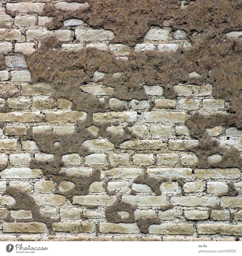 Wand Mauer Backstein Putz Ruine Verfall Renovieren Baustelle grau Handwerk verfallen alt Strukturen & Formen