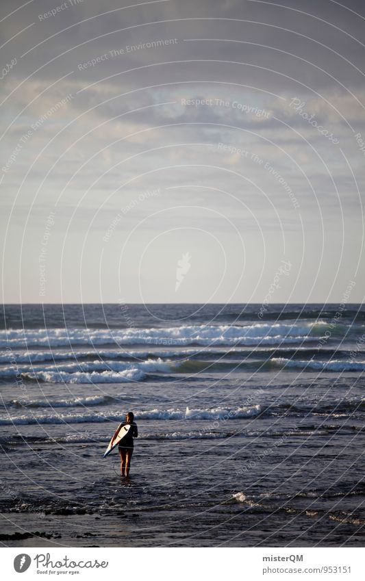 One Day. Kunst ästhetisch Zufriedenheit ruhig Idylle Wellen Wellengang Wellenform Wellenschlag Wellenlinie Wellenbruch Surfer Surfen Surfbrett Spanien