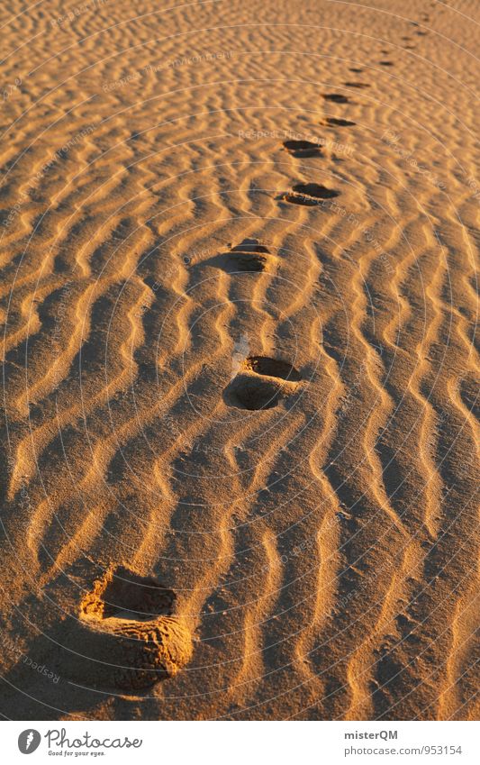 Sandlauf. Kunst ästhetisch Zufriedenheit Sandstrand Stranddüne Düne Spuren spurenlesen Fußspur viele laufen ruhig Idylle Ruhepunkt Strukturen & Formen Farbfoto