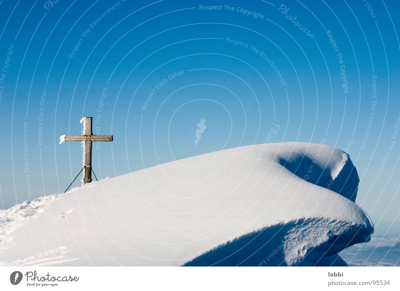 Verwechtet Gipfelkreuz Winter Menschenleer Schneekristall Einsamkeit Skier alpin Berge u. Gebirge Bergsteigen Himmel Schneewächte Deutschland