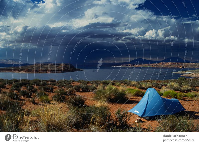 million dollar view Horizont Zelt Camping Einsamkeit leer Hintergrundbild Ferien & Urlaub & Reisen Wolken Fernweh See Unbewohnt Amerika Freizeit & Hobby USA