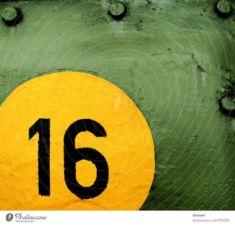 Runde 16 Ziffern & Zahlen Kreis gelb grün Panzer Stahl Blech Schraube mehrfarbig Krieg Farbe