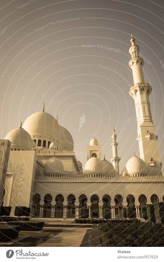 Abu Dhabi V Hauptstadt Bauwerk Gebäude Architektur Sehenswürdigkeit Wahrzeichen Denkmal historisch Religion & Glaube Allah Islam Moschee Minarett Turm