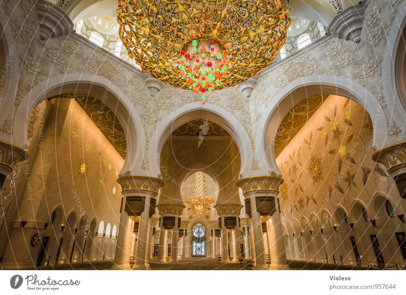 Scheich-Zayid-Moschee Abu Dhabi Vereinigte Arabische Emirate Sakralbauwerk Kronleuchter Säulen islam Sehenswürdigkeit Macht Schutz Religion & Glaube