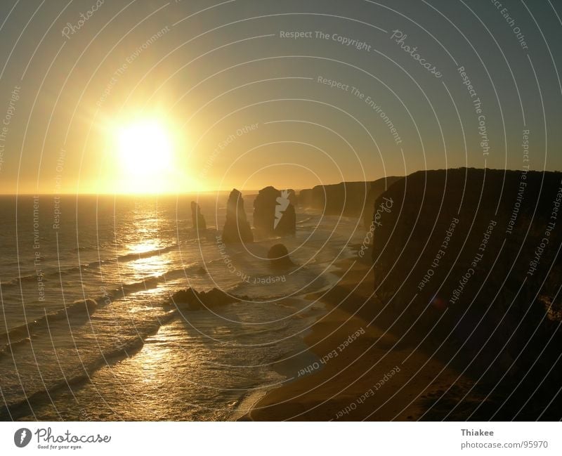 Twelve Apostels Australien Sonnenuntergang Meer Great Ocean Road Romantik Strand Küste Paradies Erholung