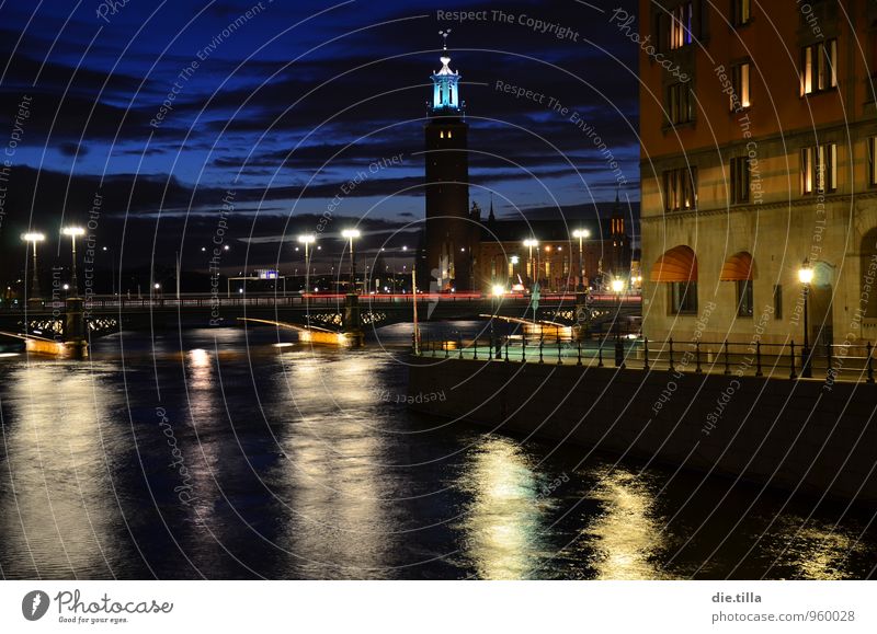 Eines Abends, in der schönsten Stadt der Welt... Wasser Himmel Wolken Nachthimmel Fluss Norrström Stockholm Schweden Europa Hauptstadt Stadtzentrum Brücke