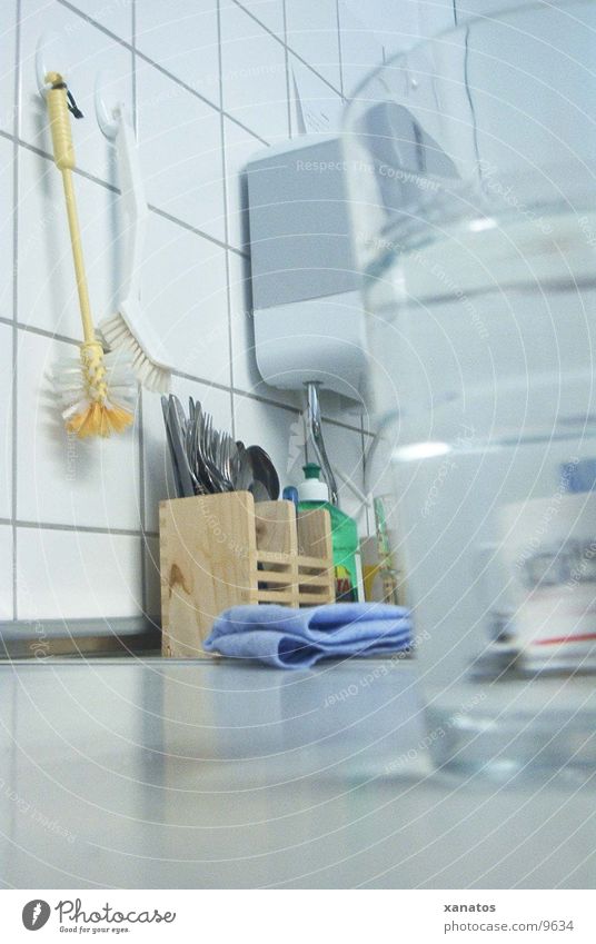 küche Küche Gabel Besteck Löffel Spülmittel Glas Perspektive