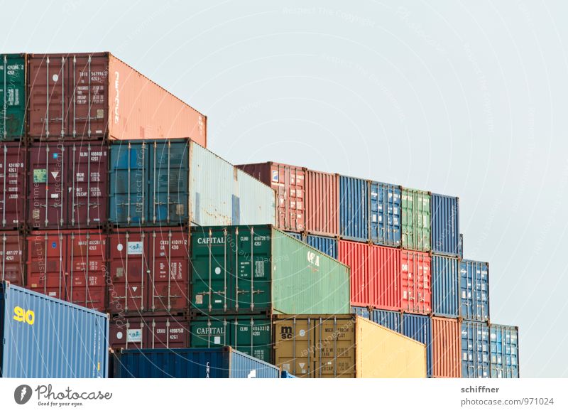Stockwerk | Belgischer Plattenbau Schifffahrt Hafen Container blau braun Containerterminal Containerverladung Güterverkehr & Logistik Wirtschaftskrise
