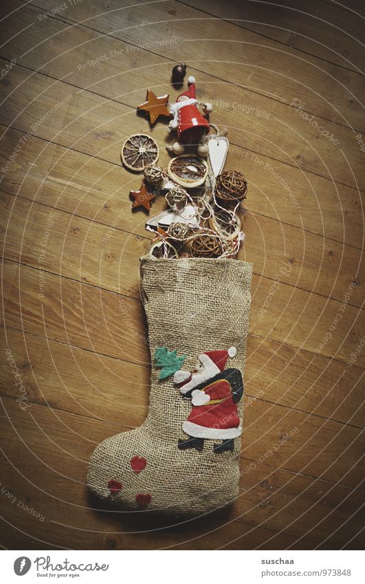 dekokrimskrams II Weihnachten & Advent Winter Holz Kitsch Dekoration & Verzierung Sack Strümpfe Weihnachtsmann Nikolaus Stern (Symbol) Orangenscheibe