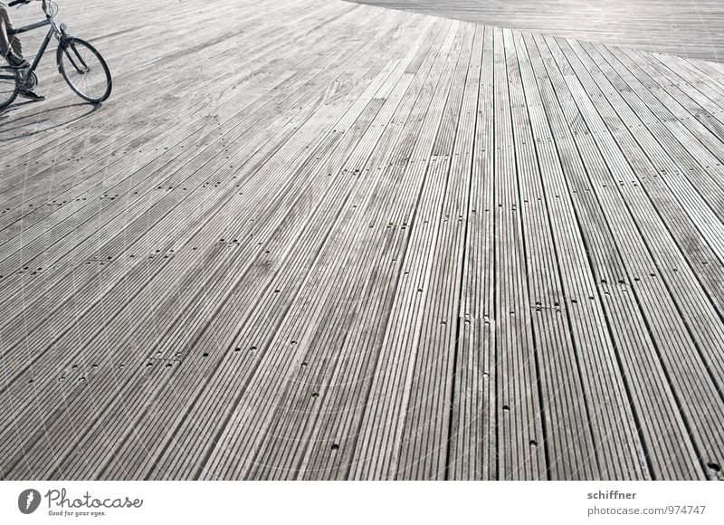 Belgische Bodenständigkeit Mensch Beine Fuß 1 Verkehrsmittel Fahrradfahren Fahrradrahmen Fahrradreifen Holzbrett Bodenbelag bodenständig Zentralperspektive