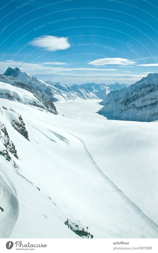 Latsch zu Aletsch Umwelt Natur Landschaft Himmel Wolken Sonnenlicht Klima Klimawandel Schönes Wetter Felsen Alpen Berge u. Gebirge Gipfel Schneebedeckte Gipfel