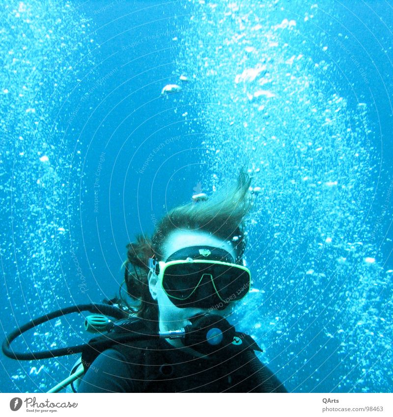 Diver with Bubbles II tauchen Meer See Schnorcheln Luft Sauerstoff Korallen Wassersport Sport Spielen Water Ocean Sea blue Underwater Snorkel Snorkeling Tank
