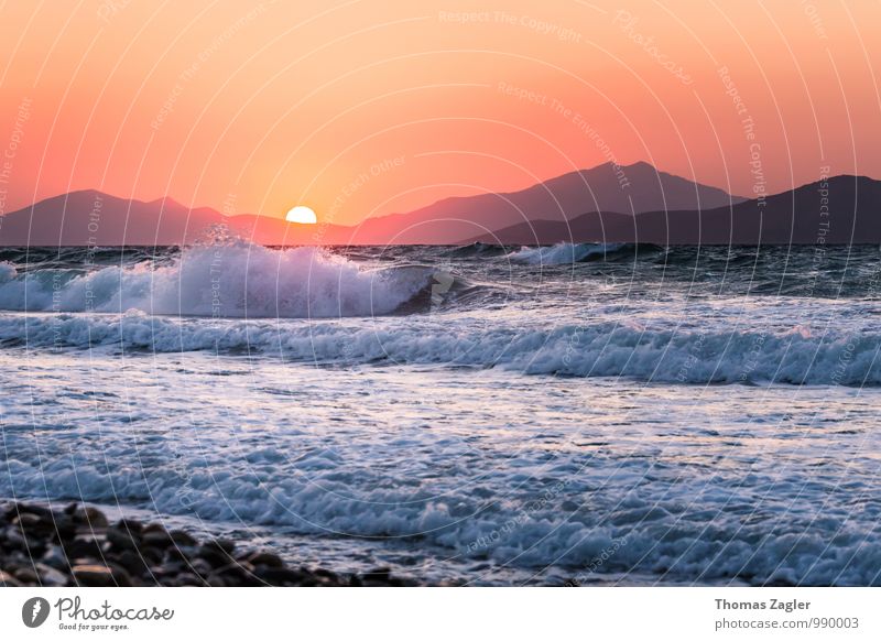 Sonnenuntergang auf Kos Ferien & Urlaub & Reisen Freiheit Sommer Sommerurlaub Strand Meer Insel Wellen Erneuerbare Energie Wasserkraftwerk Landschaft
